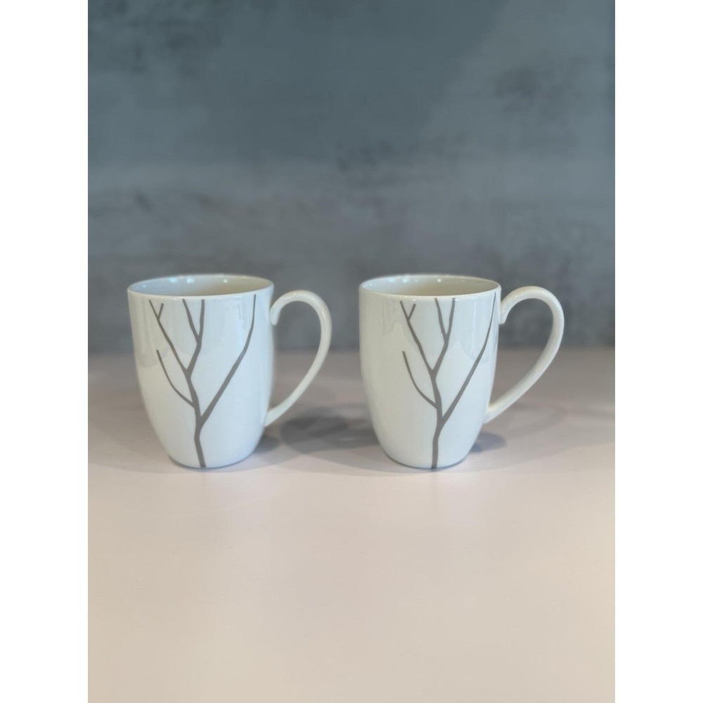 Lenox Park City Coffee Mug White Grey Branch Porcelain 12oz Mugs